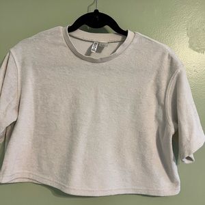 Cream h&m crop shirt